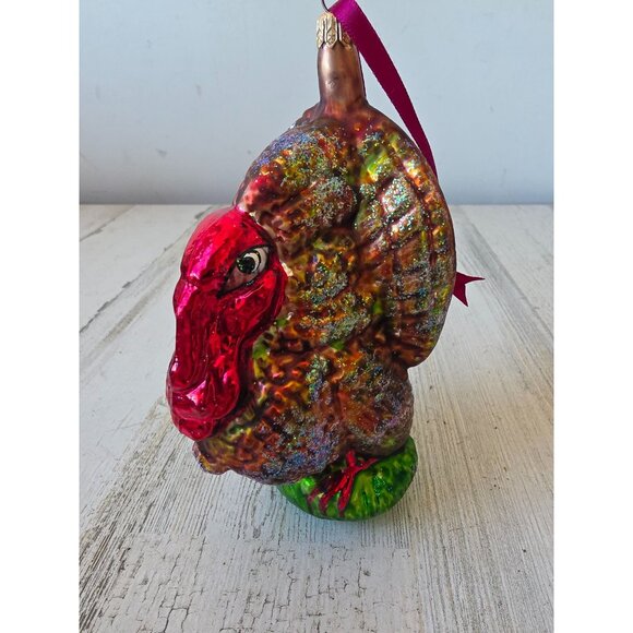 Radko turkey tom holiday glass ornament Thanksgiving fall large Xmas tree - Picture 1 of 9